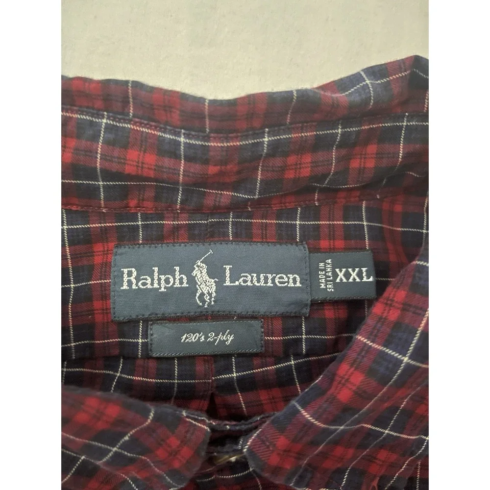Polo Ralph Lauren Oxford Dress Shirt Men's Size 2XL Plaid Long Sleeve Button Up